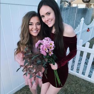 Red Velvet Off the Shoulder Mini Dress Size Small